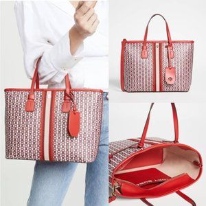 NEW Tory Burch Gemini Link Canvas Tote in Liberty Red